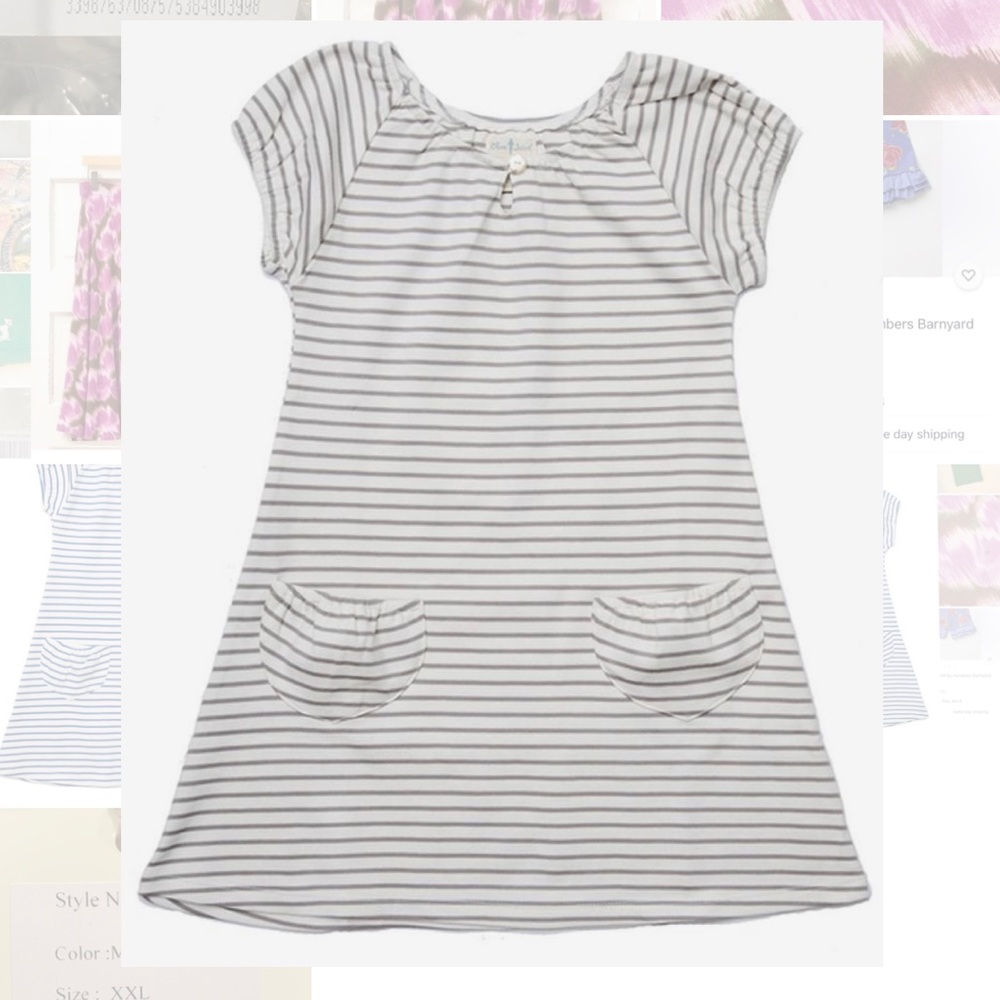 Boutique Mariner Stripe Bella Ona Dress Olive Juice 10 12 ☀️ SUMMER SALE ☀️